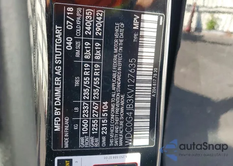 2019 Mercedes-Benz Glc 300 z USA, uszkodzony, nr VIN WDC0G4JB3KV127635